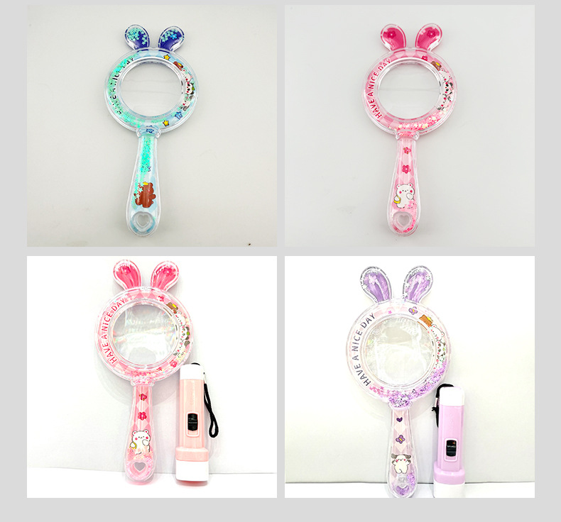 Wholesale of children's cartoon color magnifying glass, air cushion, hand-held magnifying glass, children's toy sets, observation and exploration teaching AIDS pic 13
