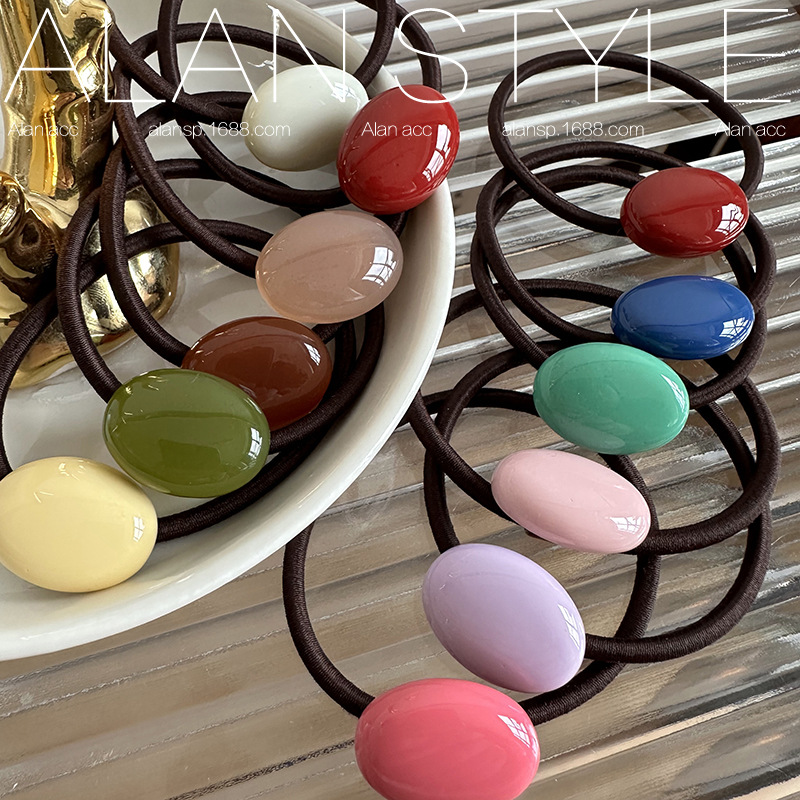 彩色小糖果~韩国春夏树脂椭圆小发圈 法式少女可爱头绳发绳橡皮筋详情4