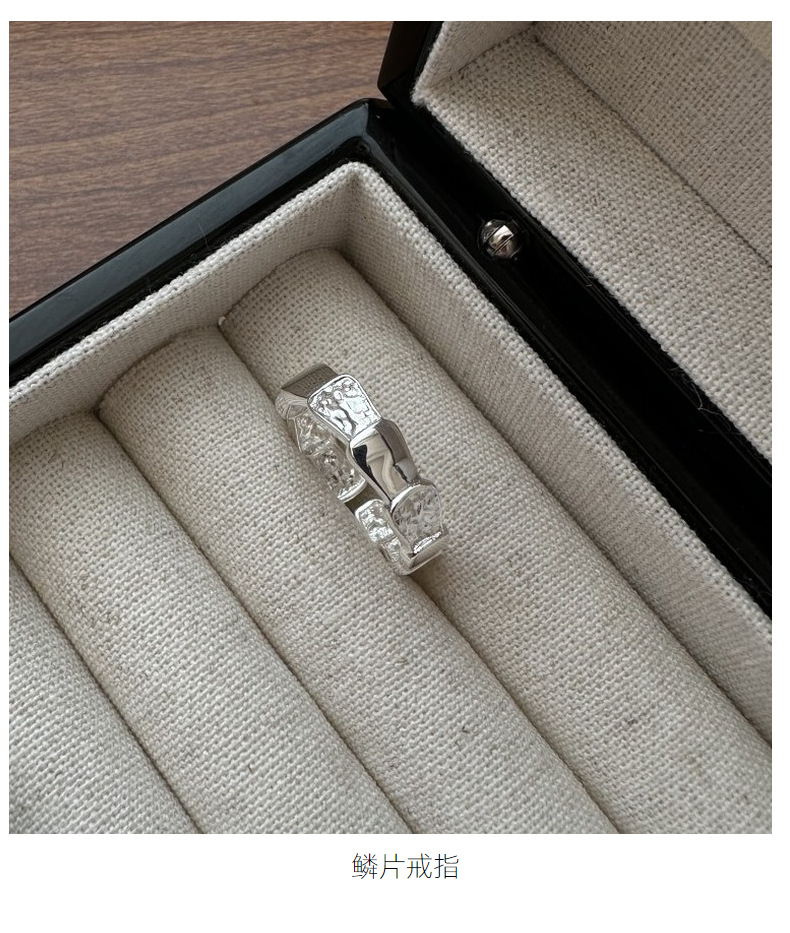 S925 sterling silver Korean-style niche design and texture scale ring, Korean-style fashionable texture simple ring wholesale pic 1