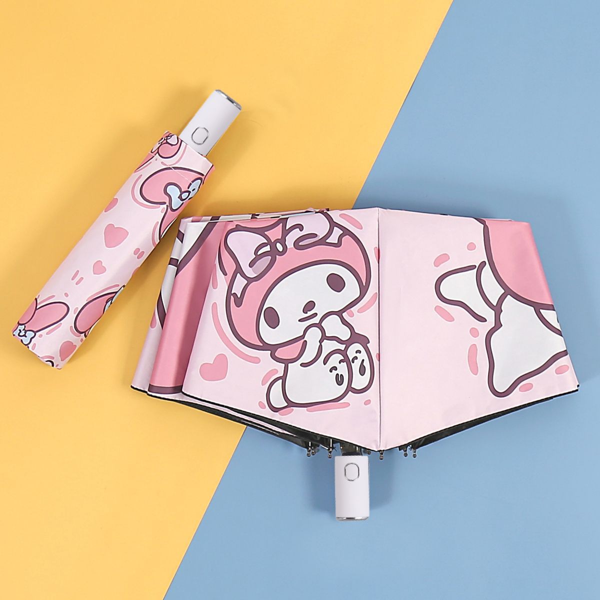 折叠雨伞定制卡通太阳伞防紫外线黑胶遮阳伞儿童三折晴雨伞批发详情2