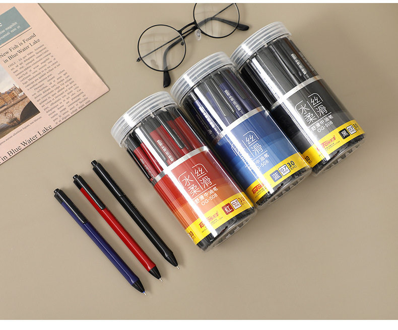 Tianfeng Oil Pen 508 Triangular Office 0.7MM oil pen, red, blue and black three-color bucket, smooth writing pic 15