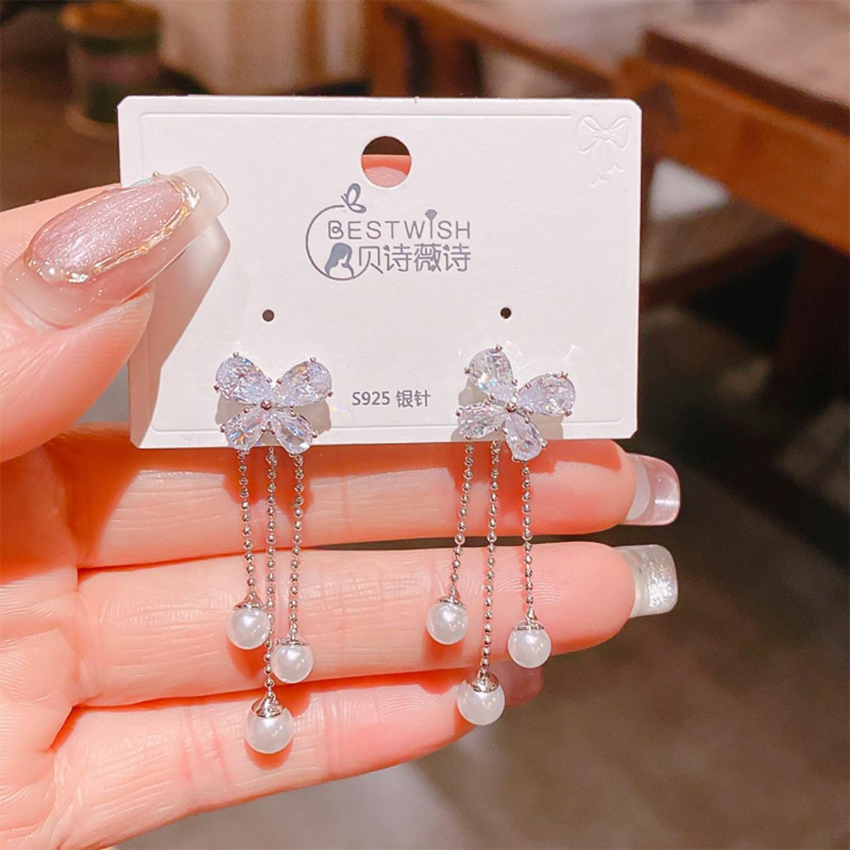 【流苏】精致超仙气质显脸瘦长款锆石耳环 银针韩版高级感耳钉饰详情37