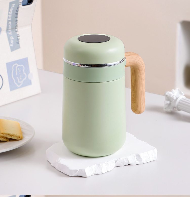 316 tazas aislantes de acero inoxidable simple mujeres de alta apariencia tazas de café horizontales simples mango de grano de madera tazas de oficina tazas de agua para estudiantes pic 11
