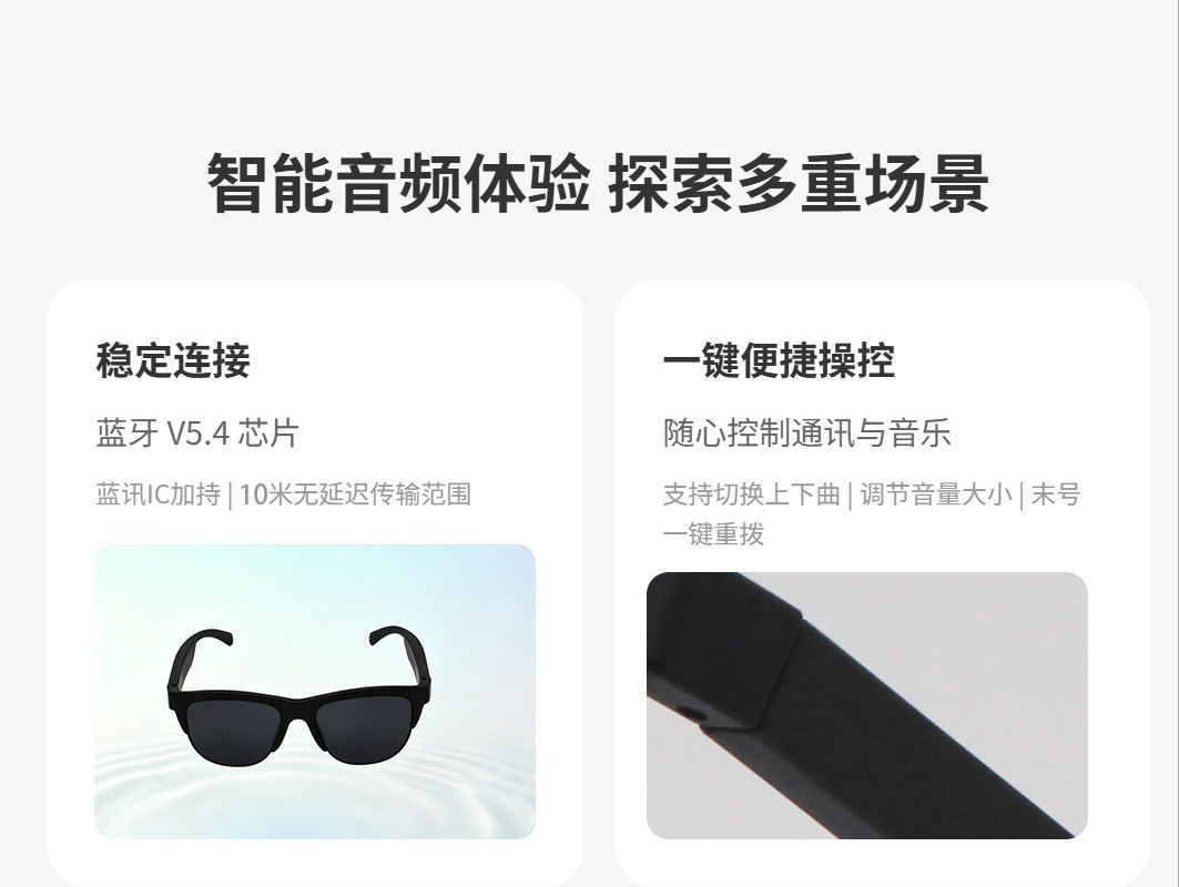 新款跨境外贸蓝牙智能眼镜批发无线耳机防强光防偏光墨镜旅游开车详情4