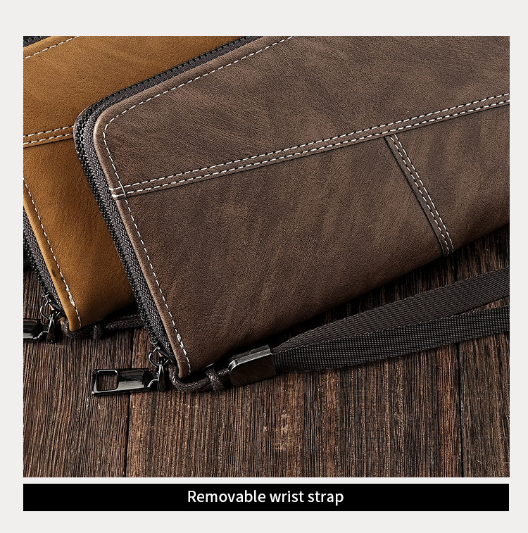 厂家批发男士钱包长款手机包多卡位大容量拉链皮夹便携卡包男钱夹详情16