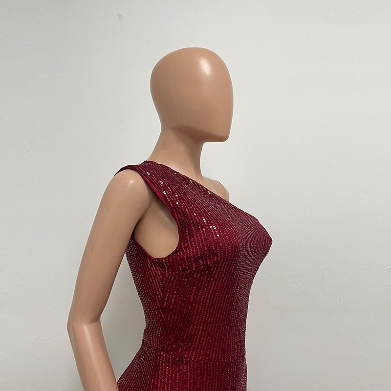 新中式无袖连体衣独立站夏季单肩亮片连体裤女批发详情51