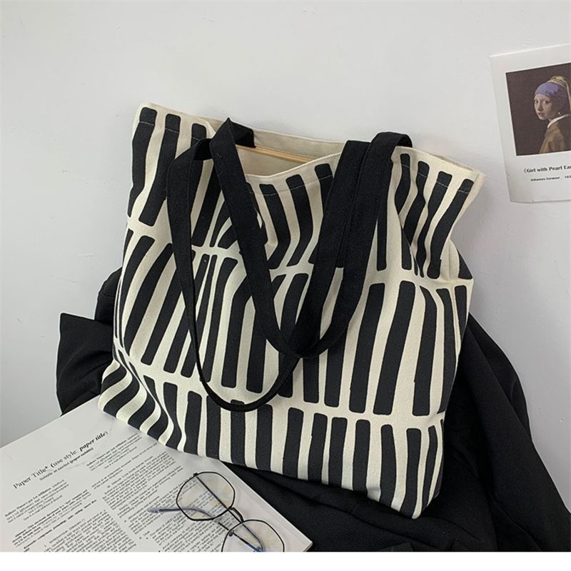 New minimalist design canvas bag for women, single-shoulder, college students, zipper handbag for class, canvas shopping bag in 2025 pic 11