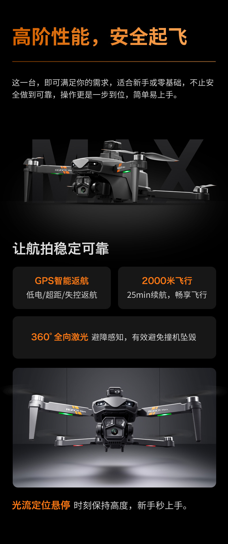 Cross-border RG601MAX high-definition 1080P aerial photography obstacle avoidance drone GPS return brushless four-axis remote control aircraft pic 10