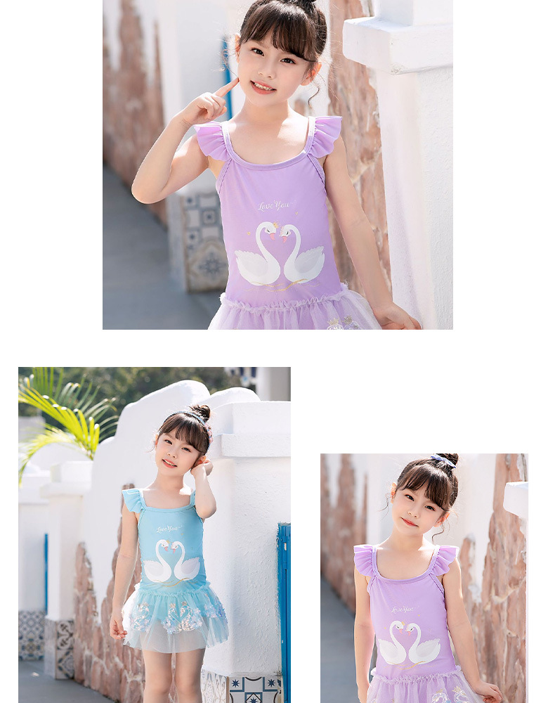 儿童泳衣女童短袖款连体套装中小童防晒沙滩可爱速干泳装女童泳衣详情11