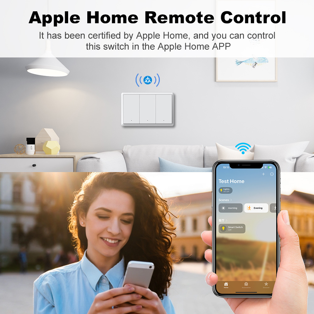Matter+WIFI magnetic hold, single fire, zero fire, US-spec push-button switch, Homekit direct connection, Tuya APP direct connection pic 2