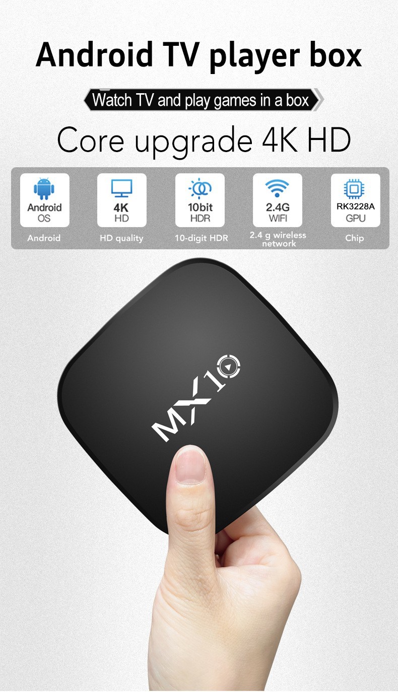 Foreign trade MX10 set-top box RK3228A Android network TVBOX 4k high-definition WiFi player TV Box pic 2