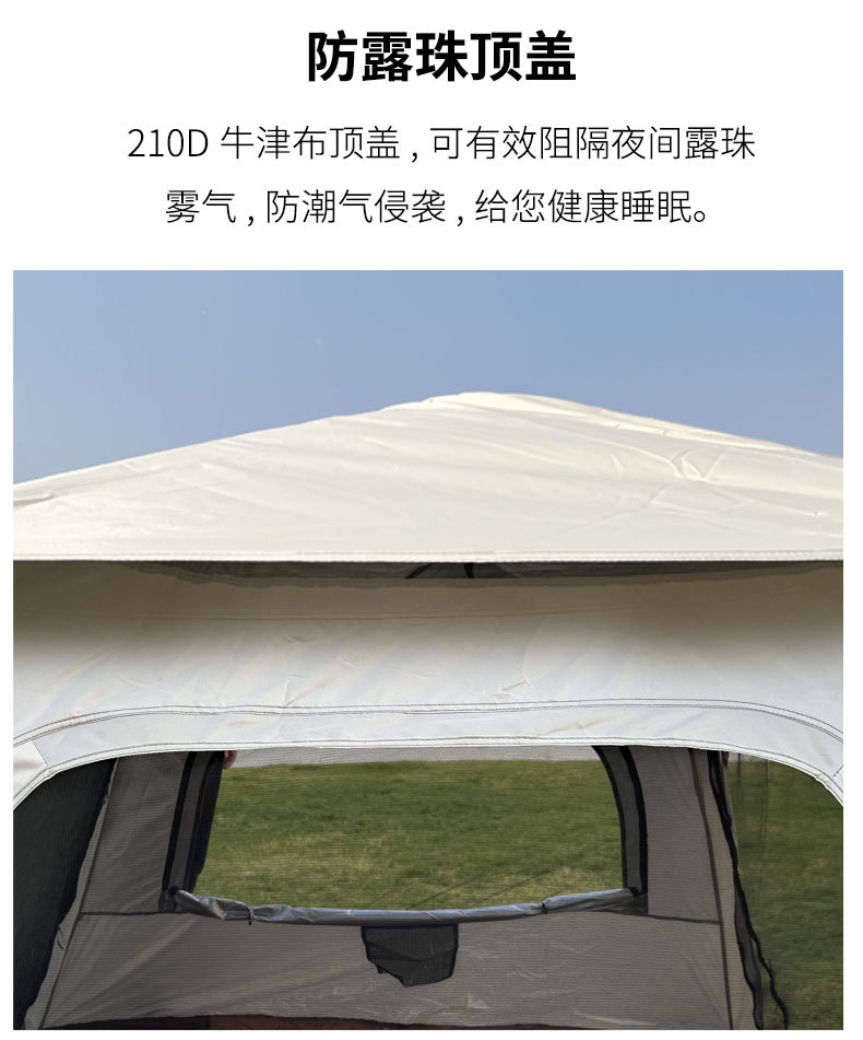 抖音爆款现货批发帐篷户外全自动便携式防晒通风一室一厅两门两窗详情9