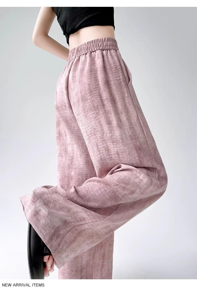 Tie-dyed ice silk cotton linen Chinese-style thin wide-leg pants for women, sun protection, summer drape, loose straight-leg high-waisted Chinese-style Yamamoto pants pic 65