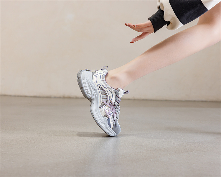复古小众真皮厚底老爹鞋女2026春季新款轻便增高运动鞋网面休闲鞋详情4