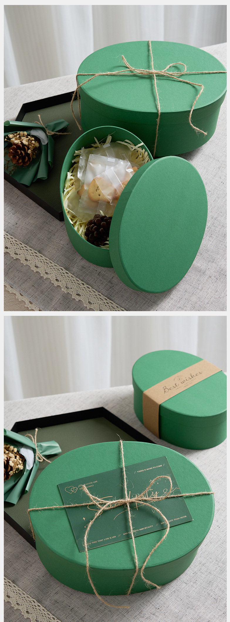 Kraft paper box handmade souvenir gift box, baking packaging box, pastry packaging box, oval kraft paper gift box pic 7