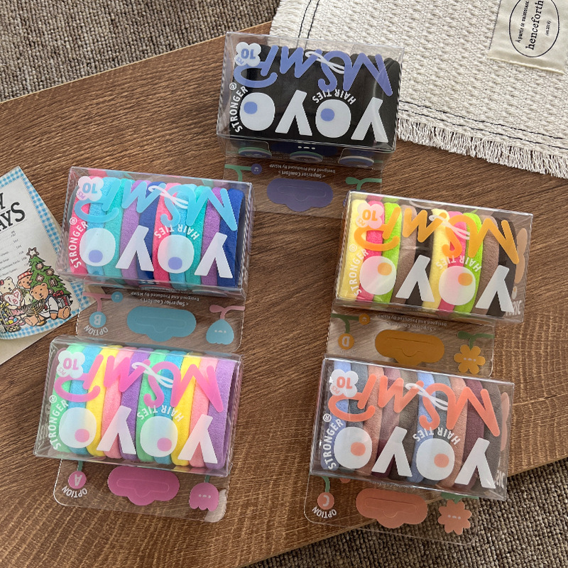 10条装糖果色马卡龙彩色发圈毛巾圈高弹力百搭少女高马尾发绳发饰详情3