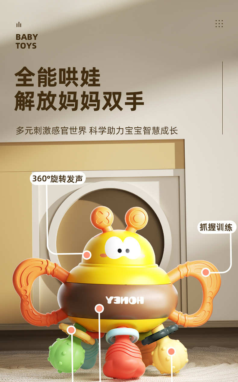 曼哈顿婴儿三合一忙碌球宝宝安抚牙胶手抓玩具婴幼儿多功能手握球详情3