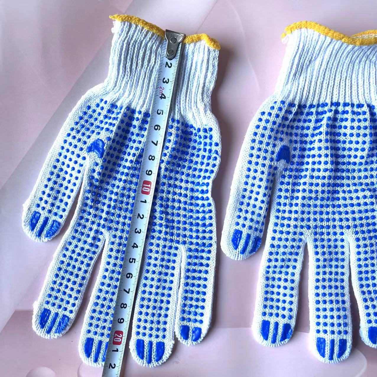 【 Zone 2-14 】 Basket dot Bead gloves 12/ pack 600/ piece Labor protection cotton yarn thickened anti-slip male construction site workers labor wear-resistant rubber dot rubber tools female work gloves pic 1