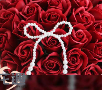 In-stock pearl bow floral art, hand-woven bouquets, pearl chain accessories, baking packaging materials, gift decorations pic 1