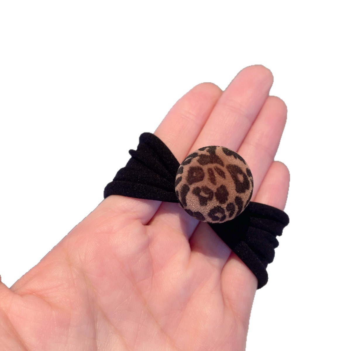 The new autumn and winter flocked leopard print ball towel band, hair band, versatile and elegant low ponytail hair tie, hair tie and hair accessory pic 7