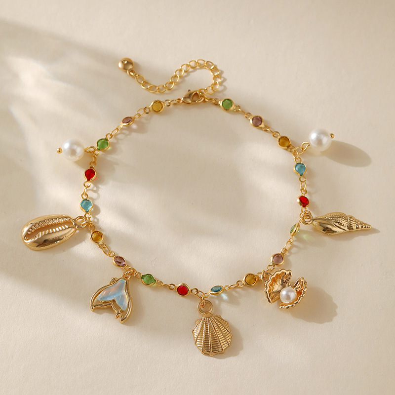 波西米亚风小清新脚链铜镀18K真金链条保色小众INS海洋风度假足饰详情11