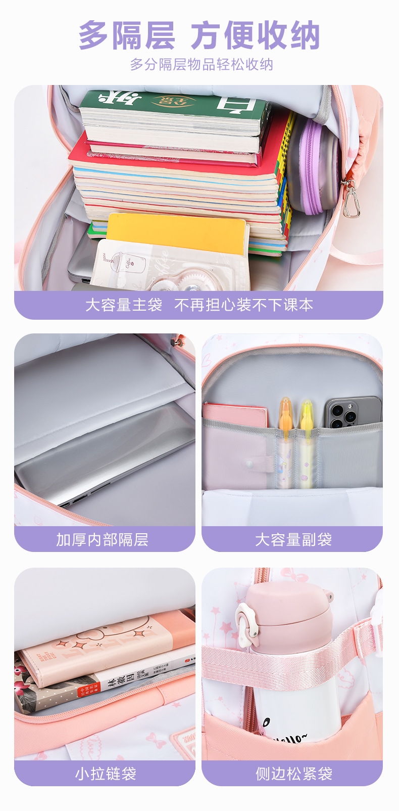 25新款书包初中生女减负小学生双肩背包高中大学生大容量旅游出行详情7