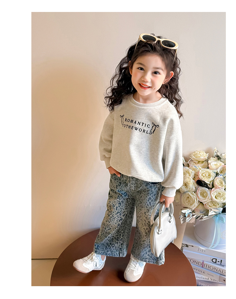 女童裤子2025新款儿童春装春秋季洋气时髦牛仔裤女宝宝豹纹阔腿裤详情21