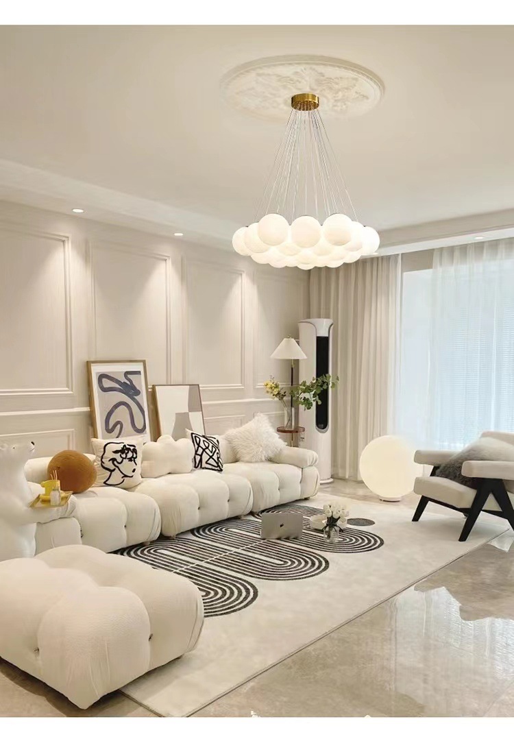 星球灯法式客厅吊灯奶油风云朵玻璃泡泡球月球气球灯具魔豆卧室灯详情4