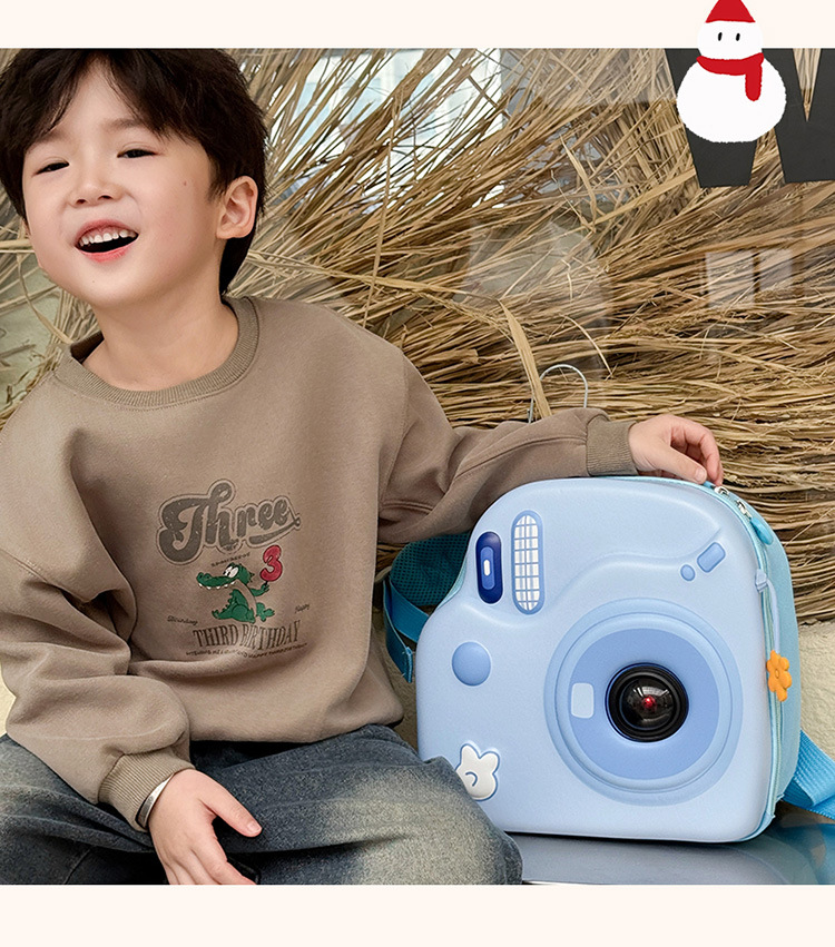 超萌个性儿童相机包新款幼儿园背包LED闪光蛋壳背包出行百搭炸街详情17