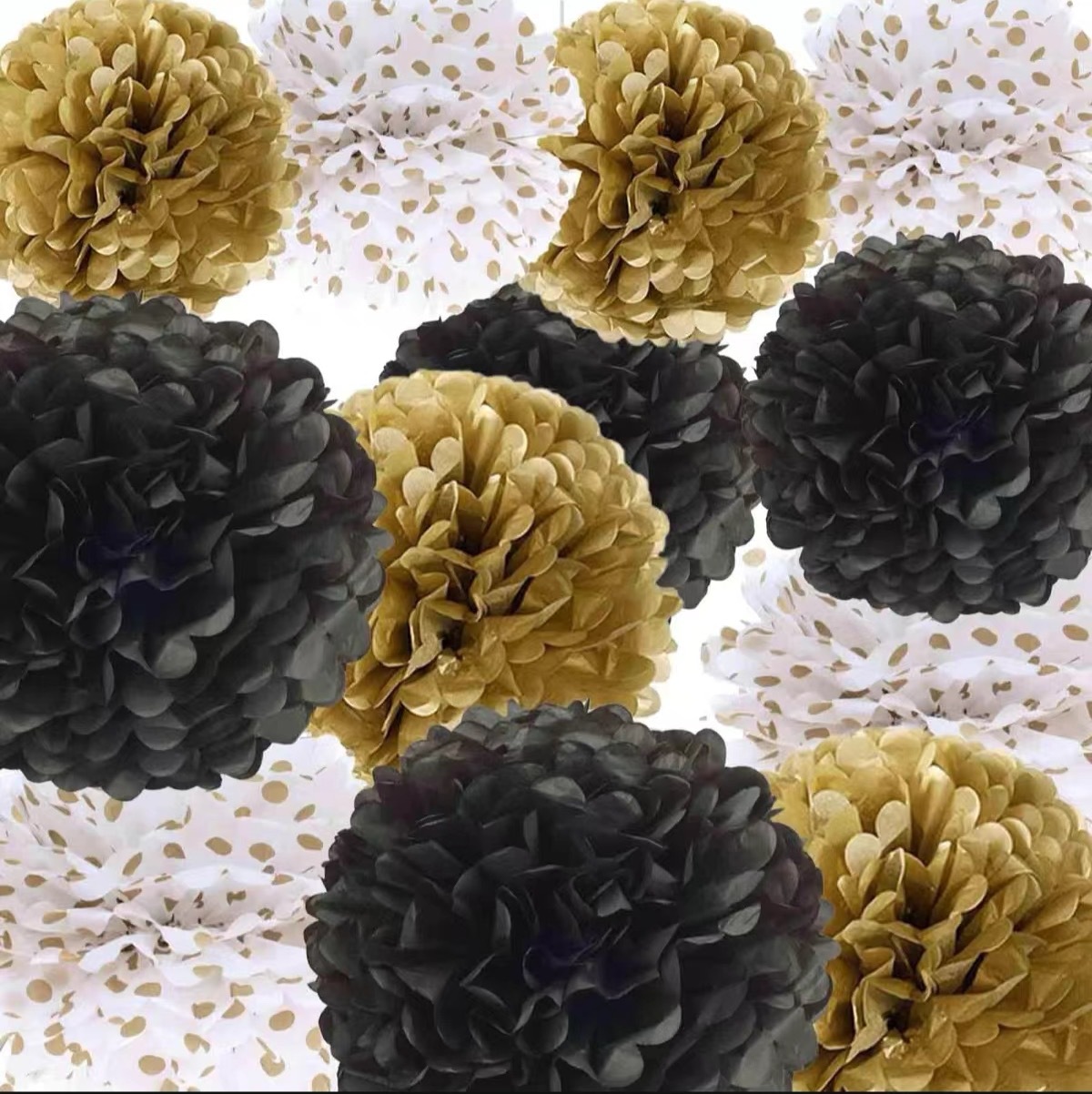 亚马逊儿童生日派对背景装饰黑金银纸花球流苏气球礼花创意节庆用品详情4