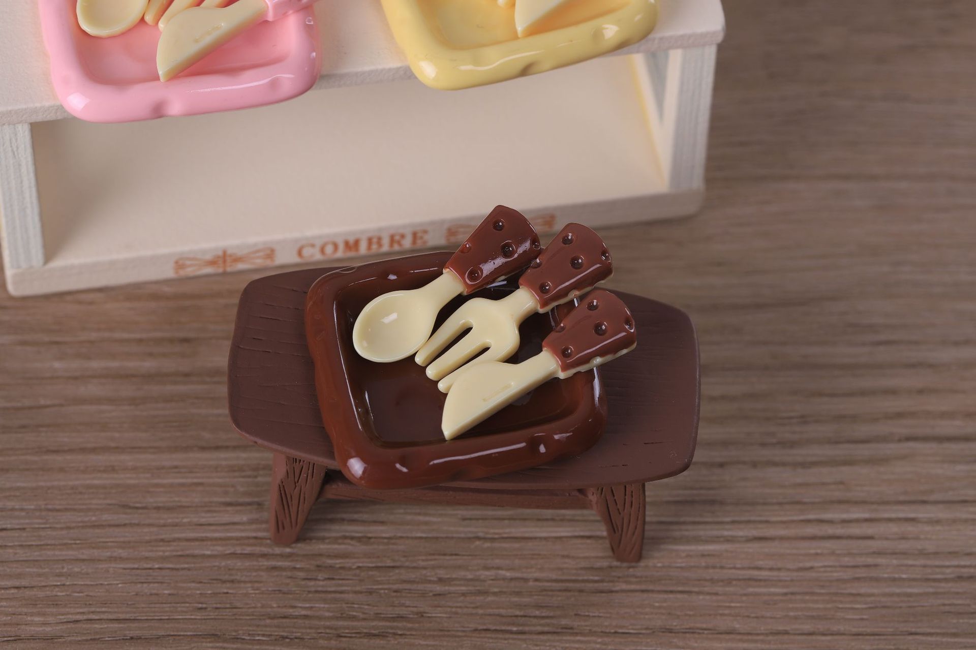 diy simulation food toys, cheese knives, forks, spoons, plates, miniature scene ornaments, keychains, resin jewelry accessories pic 7