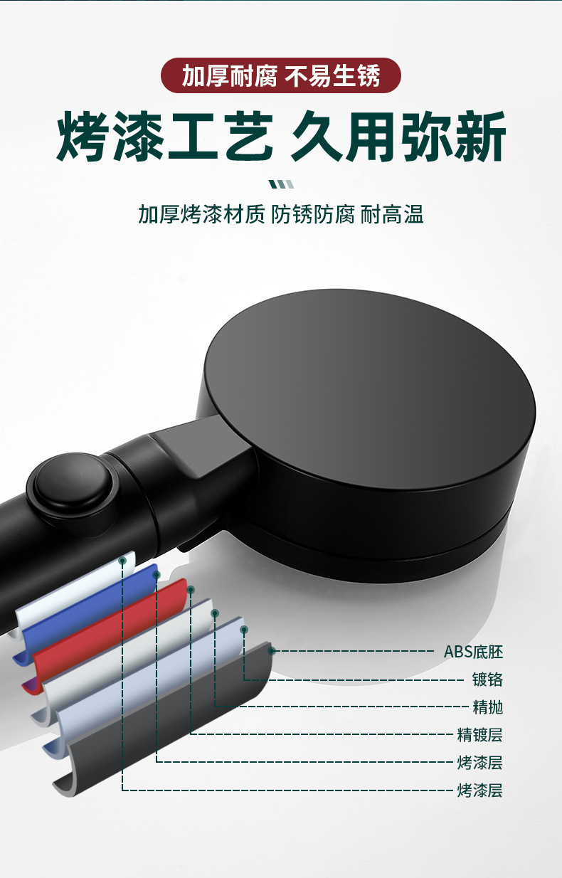 Silver five-speed pressurized shower head, bathroom water heater, pressurized bath, rain shower, shower head, bathroom heater pic 10