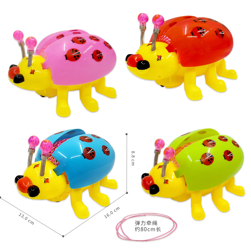 电动牵绳七星瓢虫抖音万向甲壳虫灯光音乐宝宝电动玩具夜市地摊详情17