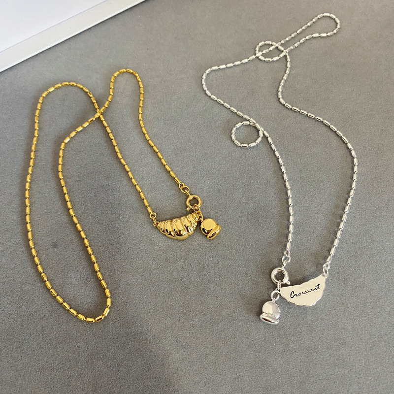 韩国小众设计高级感冷淡风法式毛衣链牛角包吊坠简约百搭锁骨链女详情7