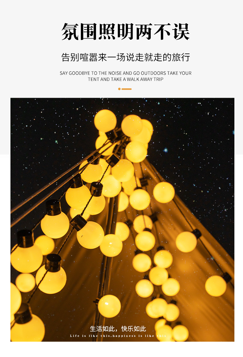 露营装饰灯串婚庆派对布置球泡灯户外防水庭院帐篷天幕圆球LED灯详情6