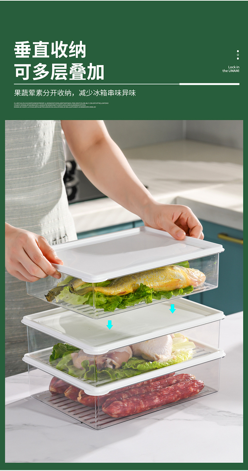 冰箱收纳盒冰箱保鲜盒批发冰箱抽屉侧门收纳盒带盖子冰箱储物盒详情14