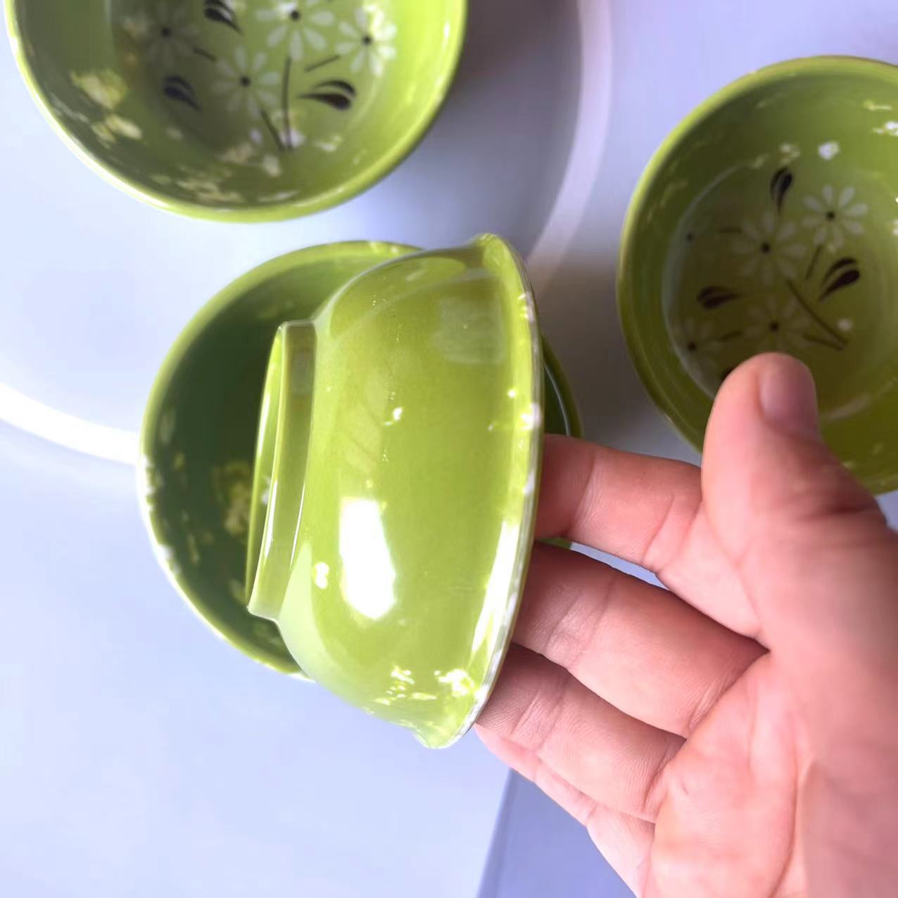 【 Zone 3-9 】201 Green Bowls 180/ box 720/ case T201 Green Bowls, one-yuan store tableware Melamine bowls, Melamine bowls, Green flower-patterned imitation porcelain bowls, green rice bowls pic 2