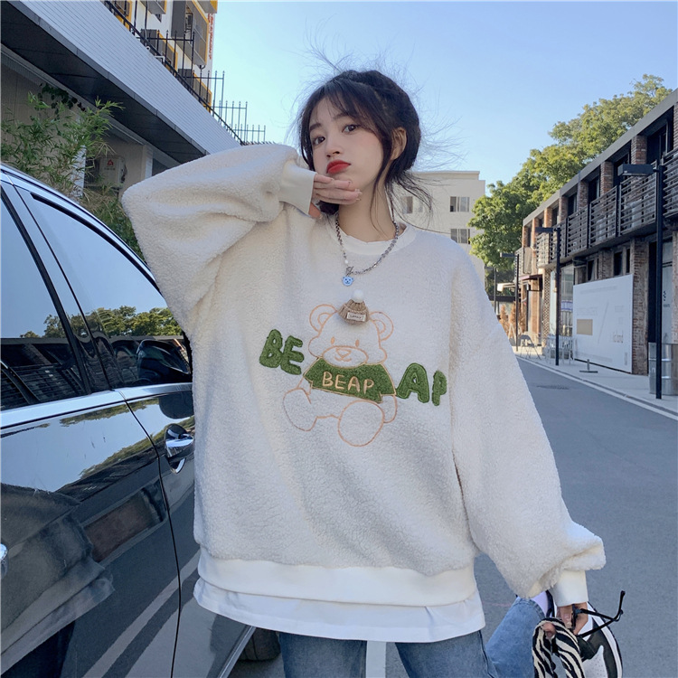 Here are two new autumn 2024 embroidered loose long-sleeved sweatshirts for women pic 17