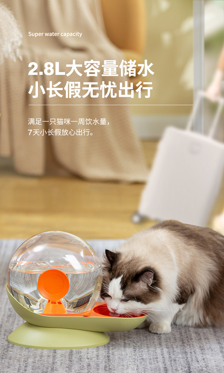 Caracol dispensador de agua para mascotas dispensador de agua para gatos smart wireless unplugged auto circulation filter dog water feeder pic 4