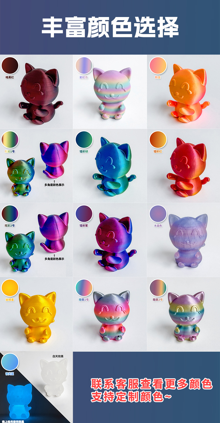 可旋转的3D打印小猫可爱猫咪桌面螺旋解压招财猫办公室摆件跨境爆详情10
