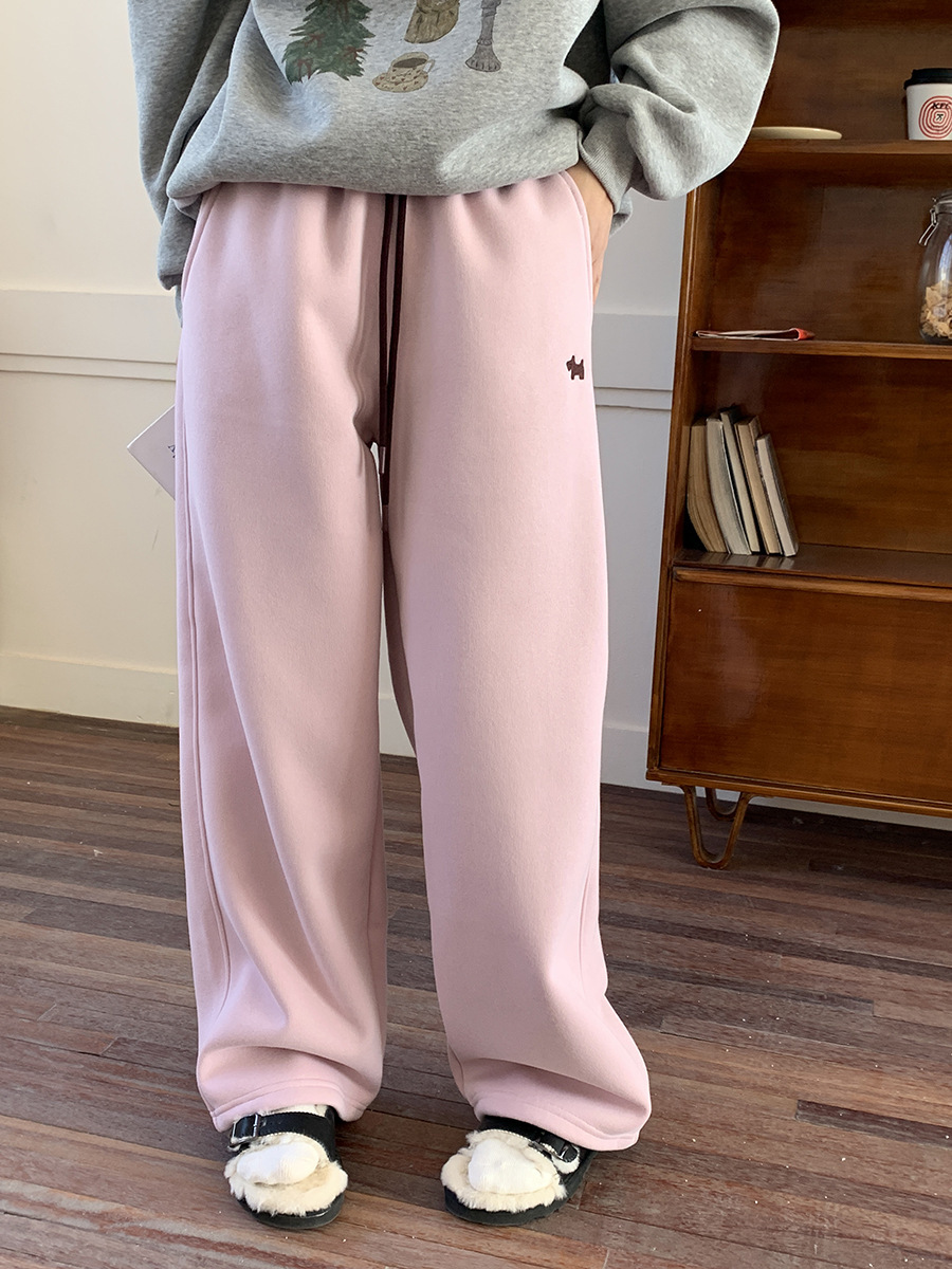 3thMorning撞色抽绳小狗刺绣宽松束脚阔腿加绒卫裤ZY2580详情25