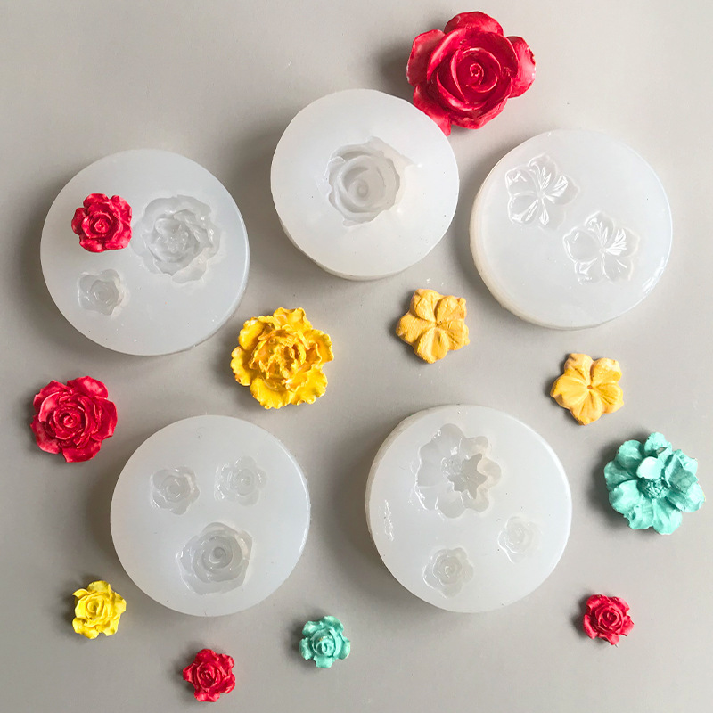 A variety of flower-shaped silicone molds for baking, DIY gypsum scented candle cake, and silicone mold with resin coating decoration pic 11