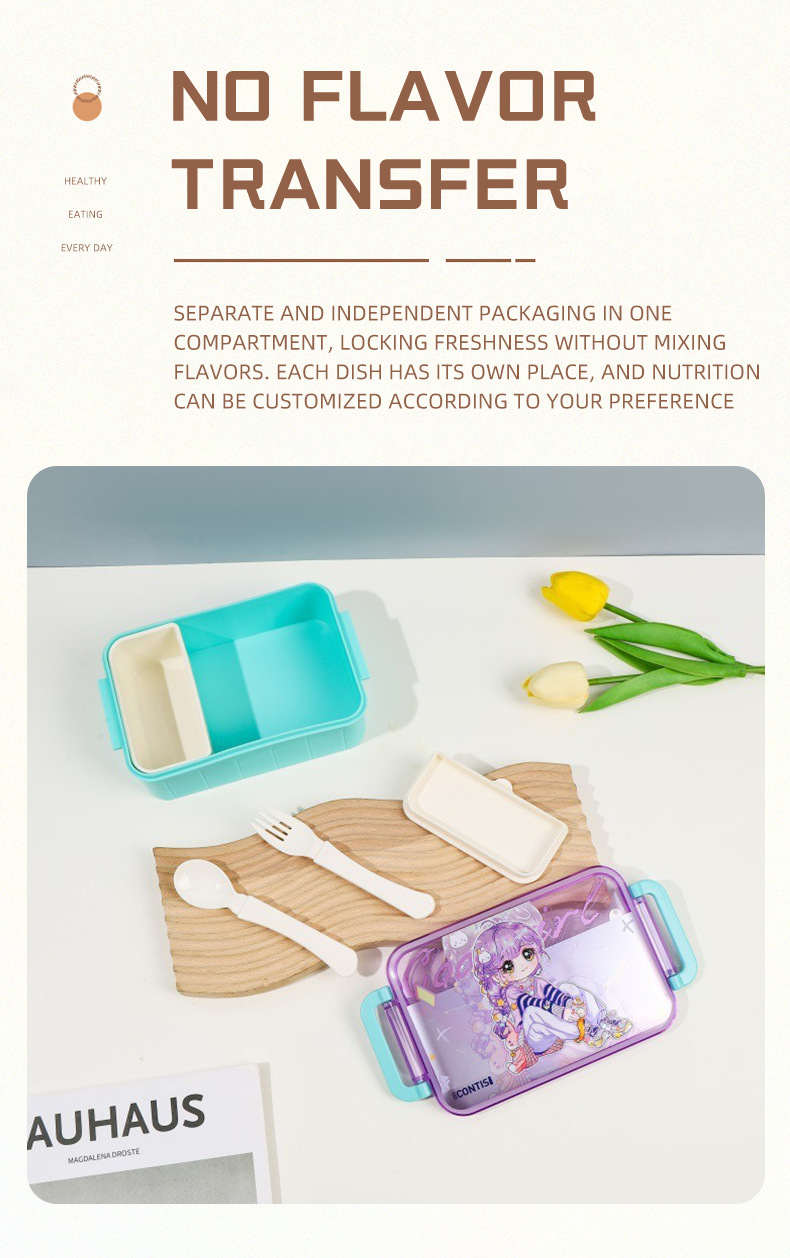 学生上班族塑料饭盒单层分格大容量便当盒食品级轻食午餐水果餐盒详情6