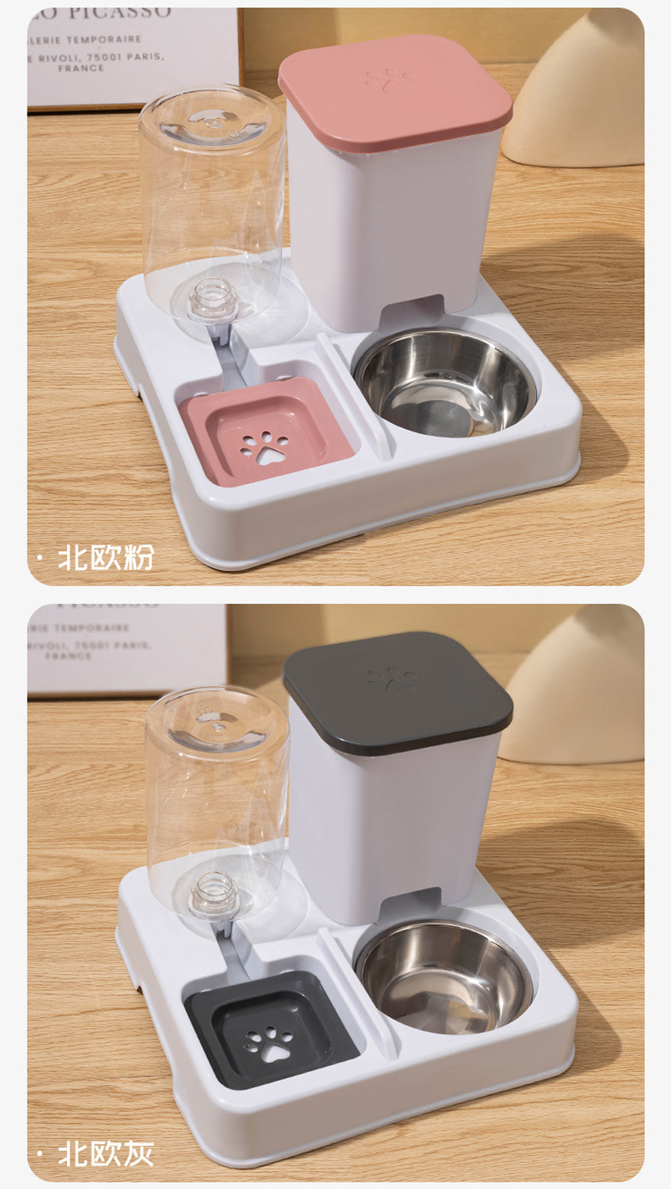 Cat automatic feeder, water dispenser, two-in-one cat food bowl, large-capacity dog bowl for drinking water, pet cat water bowl pic 15