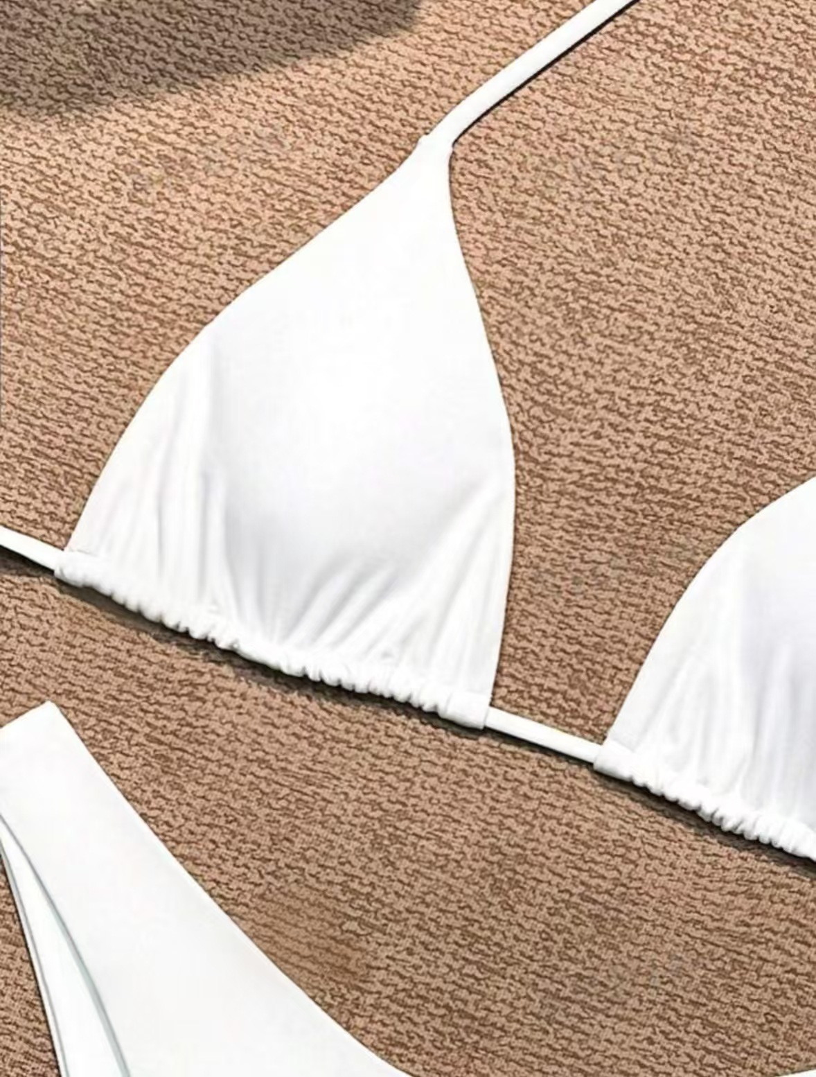 2026 New European and American strappy bikini swimsuit for women, solid color two-piece set, sexy split swimsuit cross-border pic 3