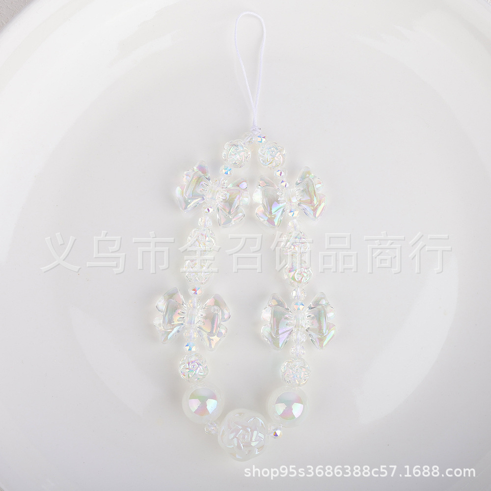 2024 New color-plated bow phone chain, fashionable and fresh phone case lanyard, anti-loss and anti-drop wrist strap for girls pic 9