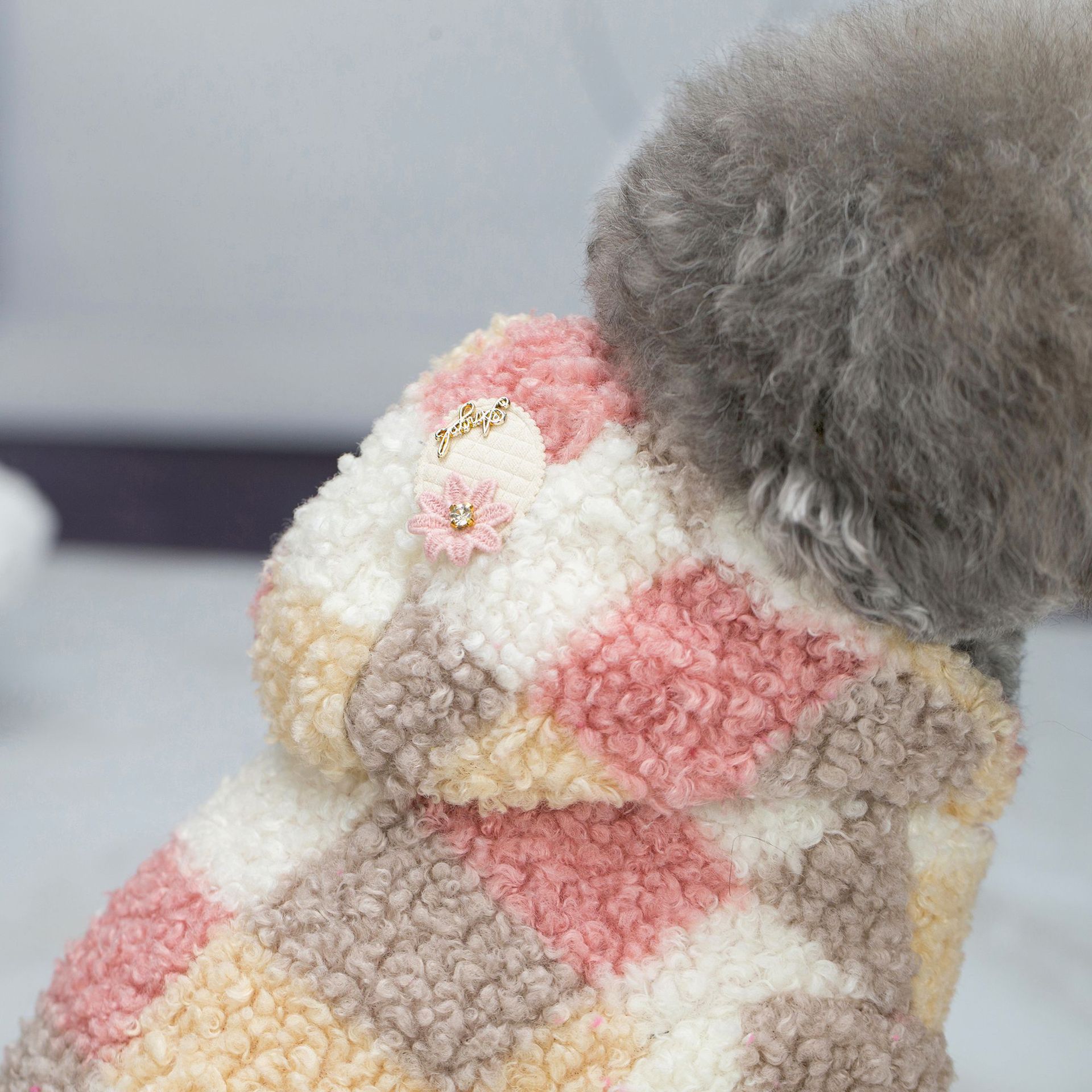 T in-stock thickened teddy fleece clothes, warm dog clothes for autumn and winter, four-legged checked cotton clothes, pet four-legged clothes pic 7