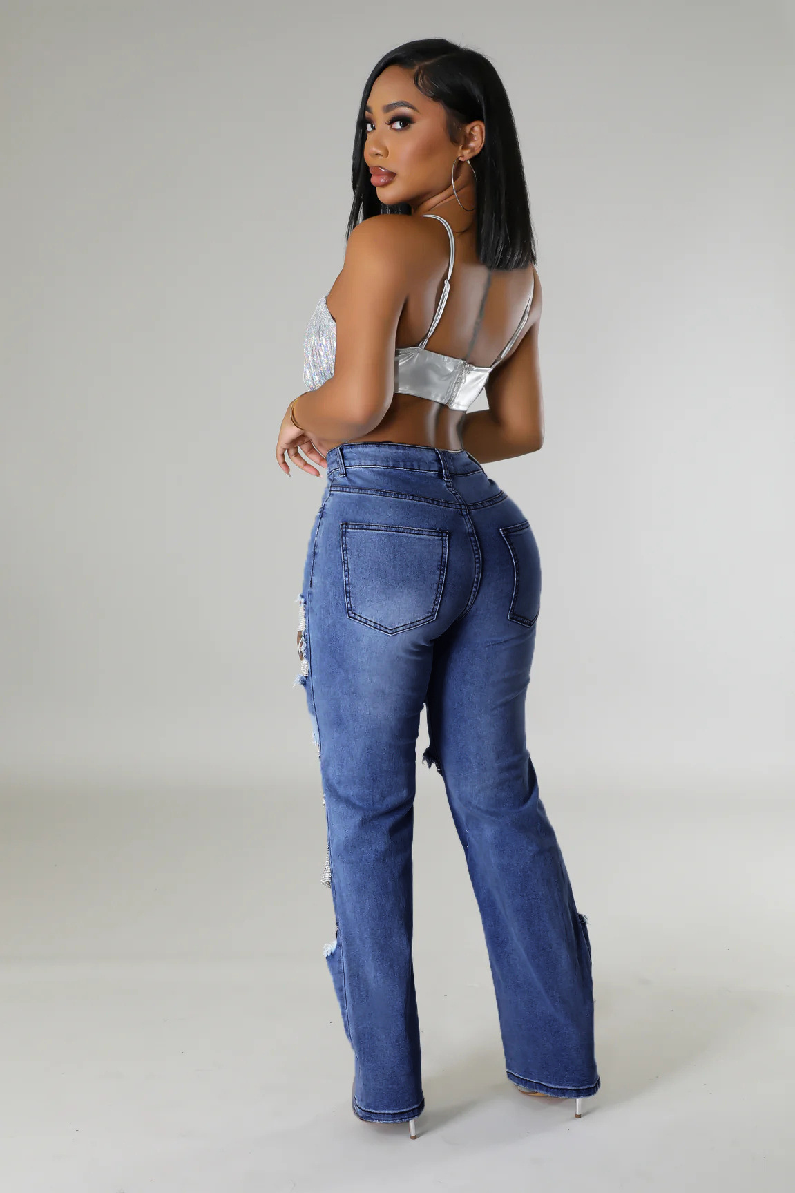 INS amazon aliexpress europa y Estados Unidos crossover 2026 big broach jeans mujer cadena de cuentas cadena colgante accesorios pantalones de corte recto pic 25