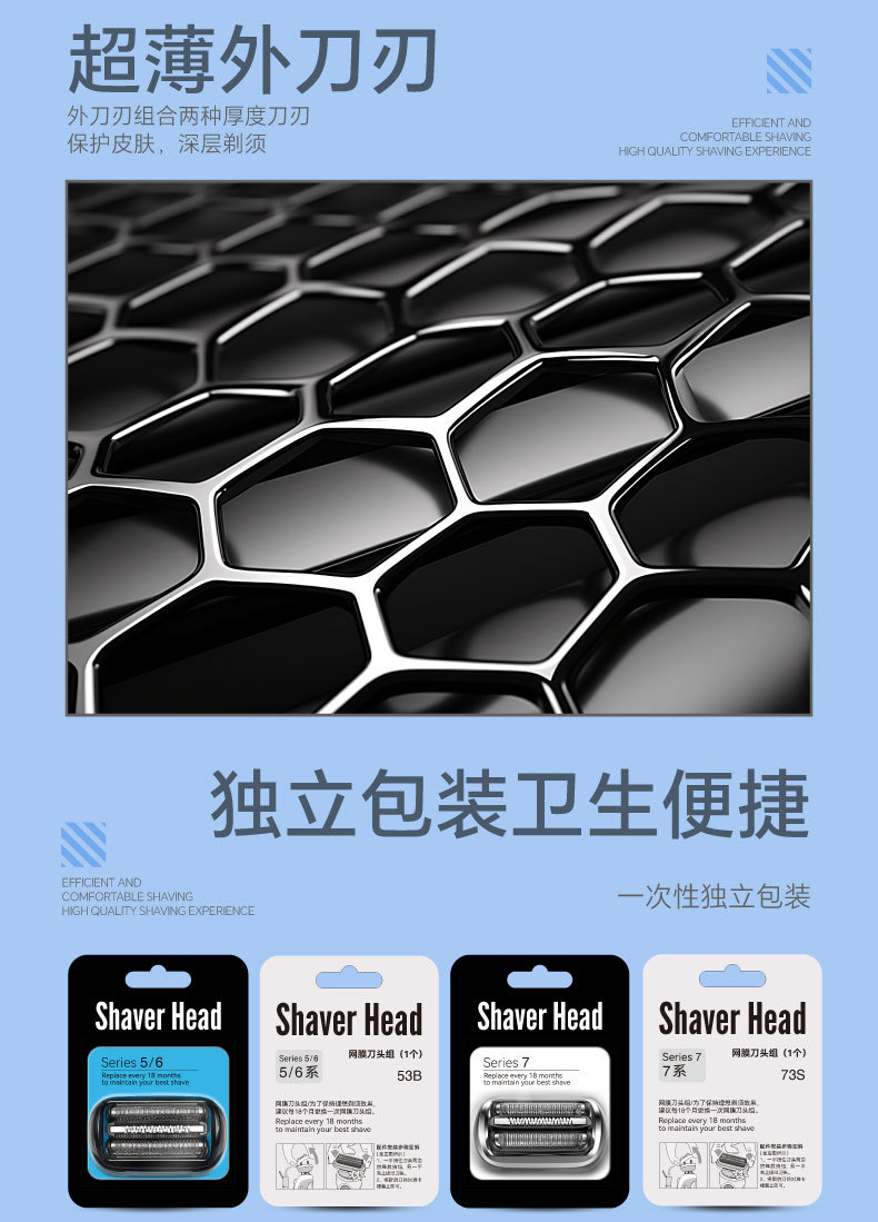 博朗5/6系剃须刀刀网组件53B73S小猎豹刀头网罩日用百货卫浴用品详情6
