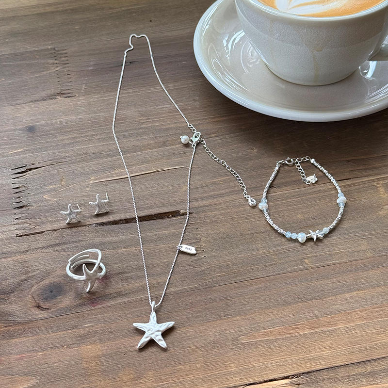 Starfish Series Collection s925 Sterling Silver Bracelet for Women, handcrafted design, versatile broken silver bracelet combination for layering pic 9